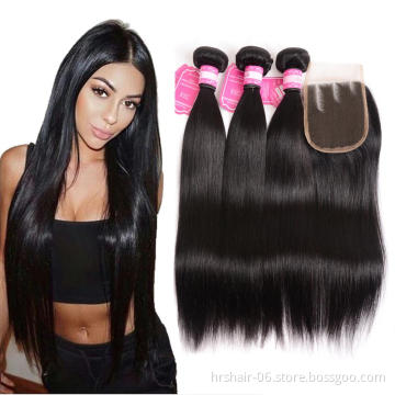 New products 2021 best sellers 4#4 lace closure Straight Peruvian hair bundles with closure